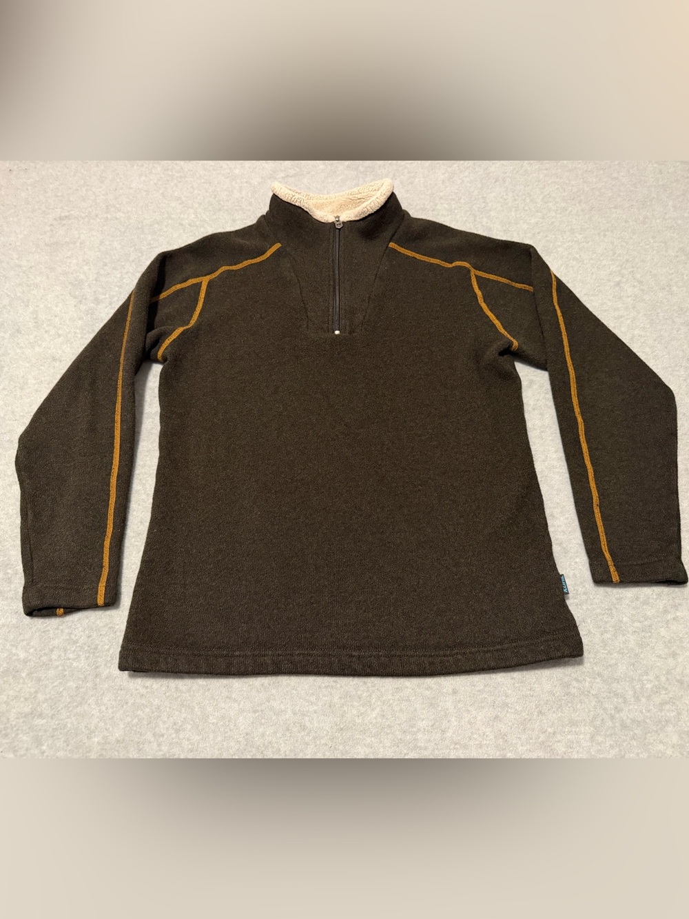 Kuhl Mens Europa Alfpaca Quarter Zip Fleece Pullover Sweater Brown Size M